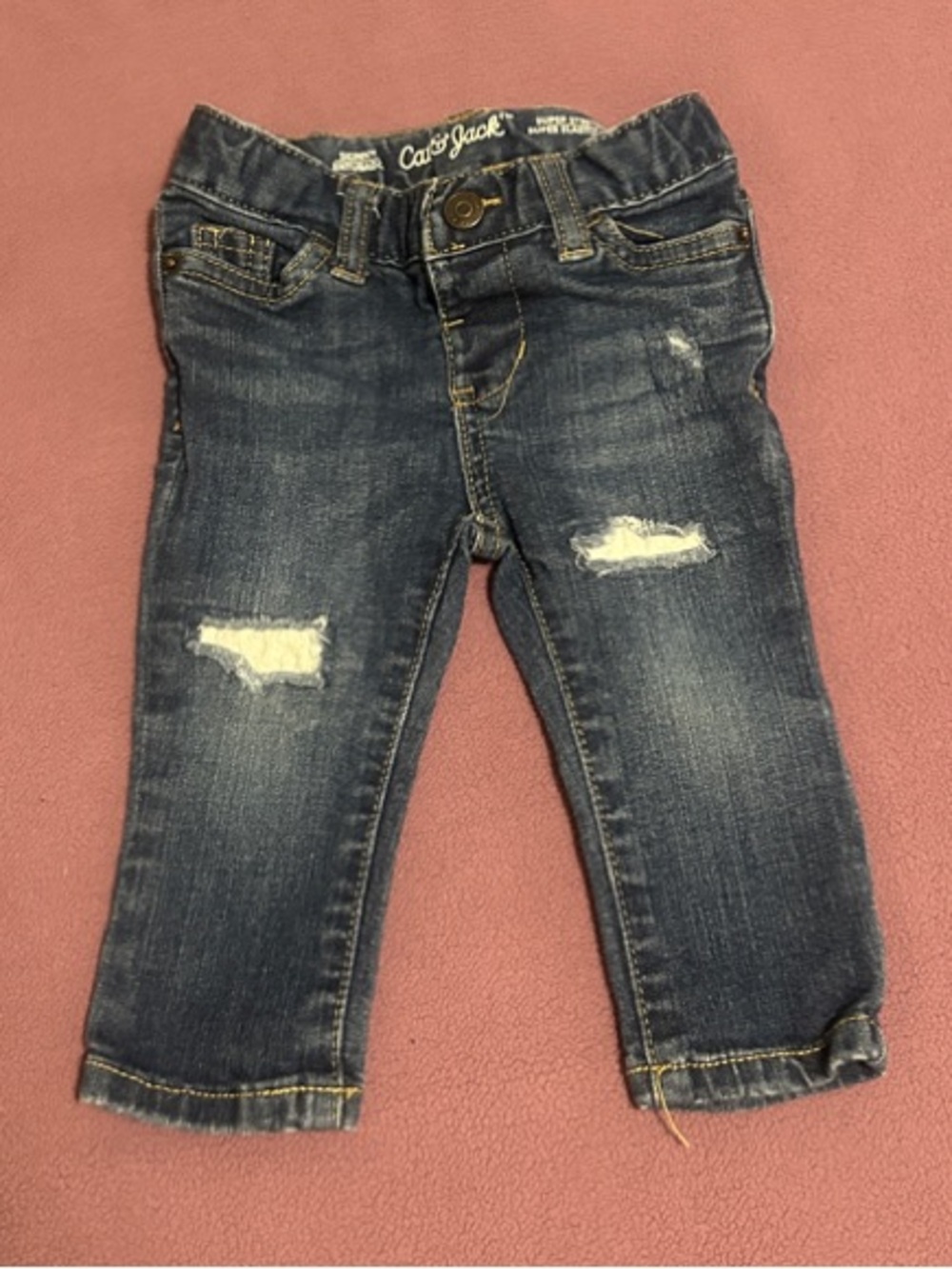 Cat & Jack Dark Blue Distressed Kids Denim Jeans